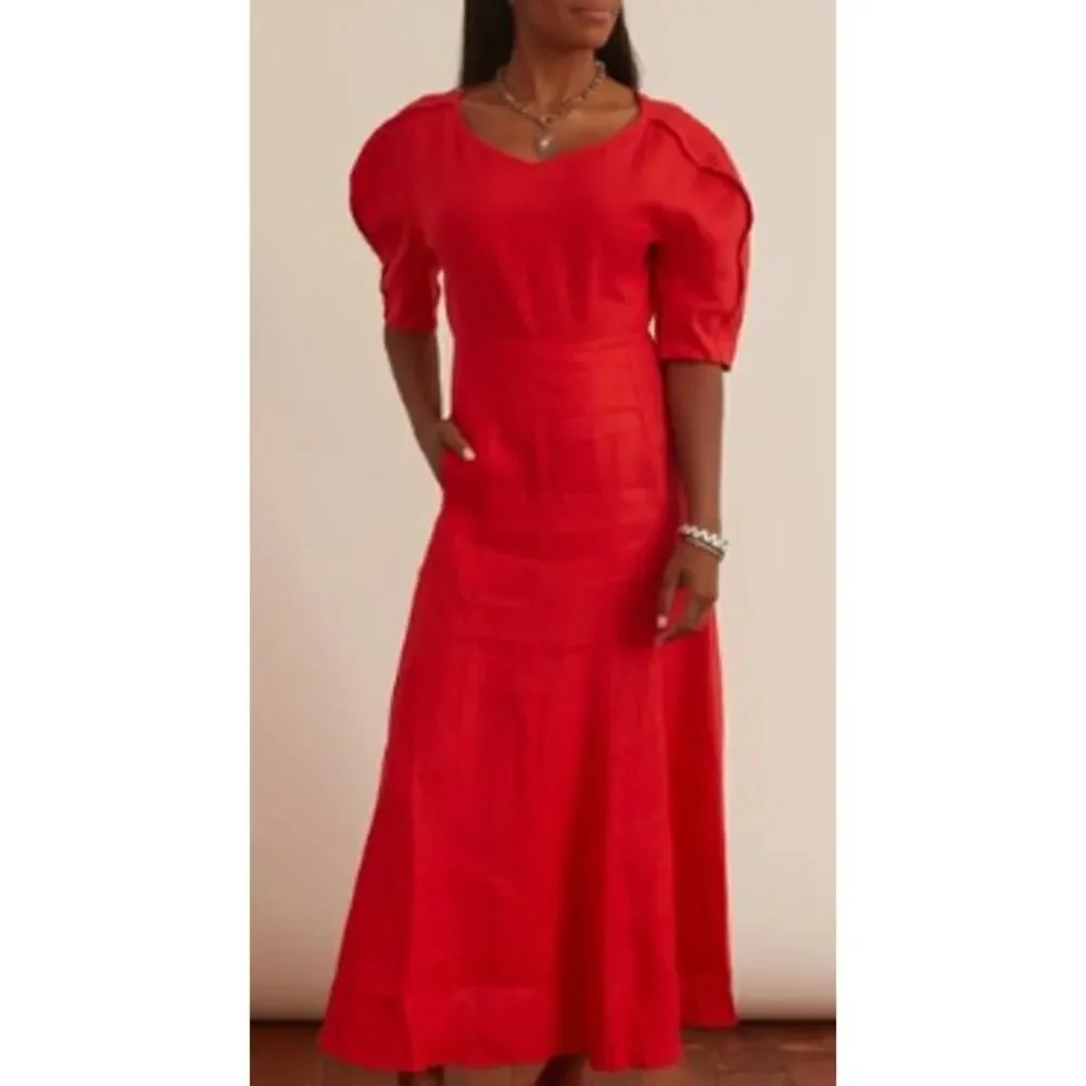 Mara Hoffman Sicily Hemp Dress in Red Sz. 8 - Picture 1 of 6